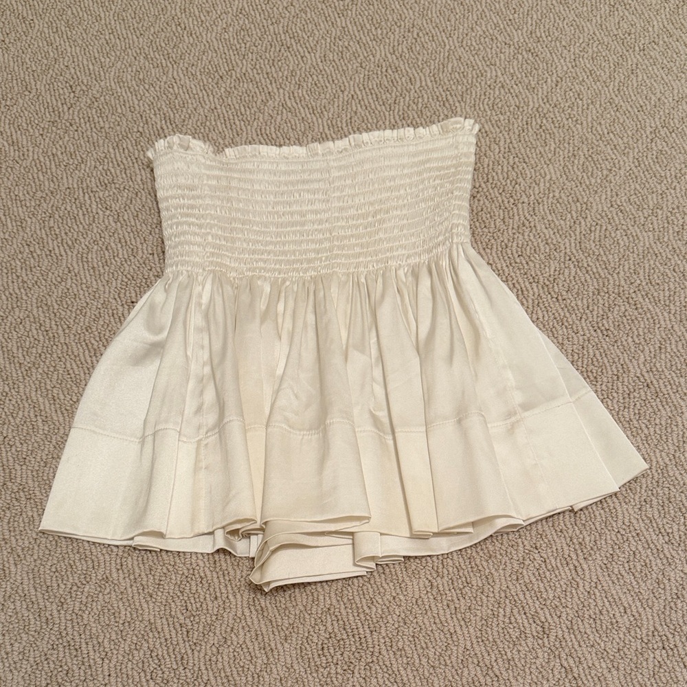 NATURAL LIFE Cream Strapless Smocked Skort